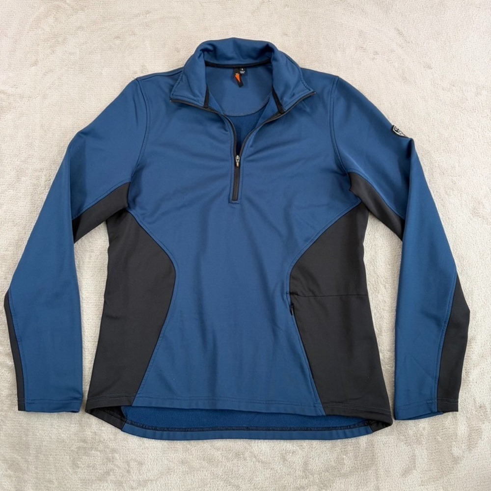 Kerrits Riding Equestrian 1/4 Zip Pullover in Blue Black Women Large Fleece
